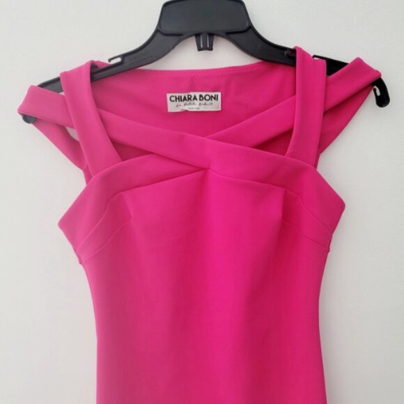 Chiara Boni La petite Robe Mariska Cold Shoulder Sheath Dress Pink Size 4 - Picture 2 of 4
